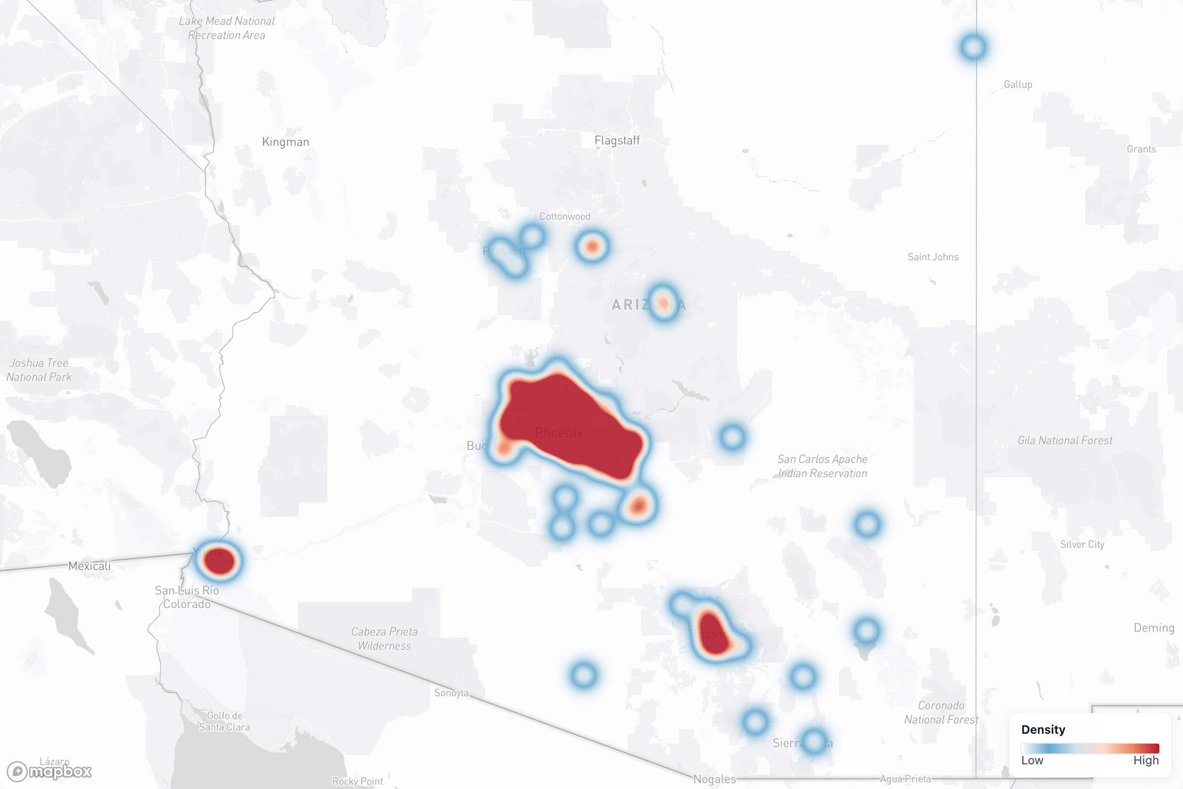 Contractors heat map in Arizona