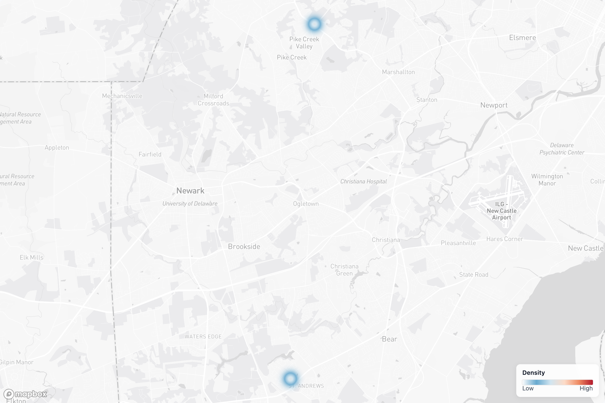 Contractors heat map in Delaware
