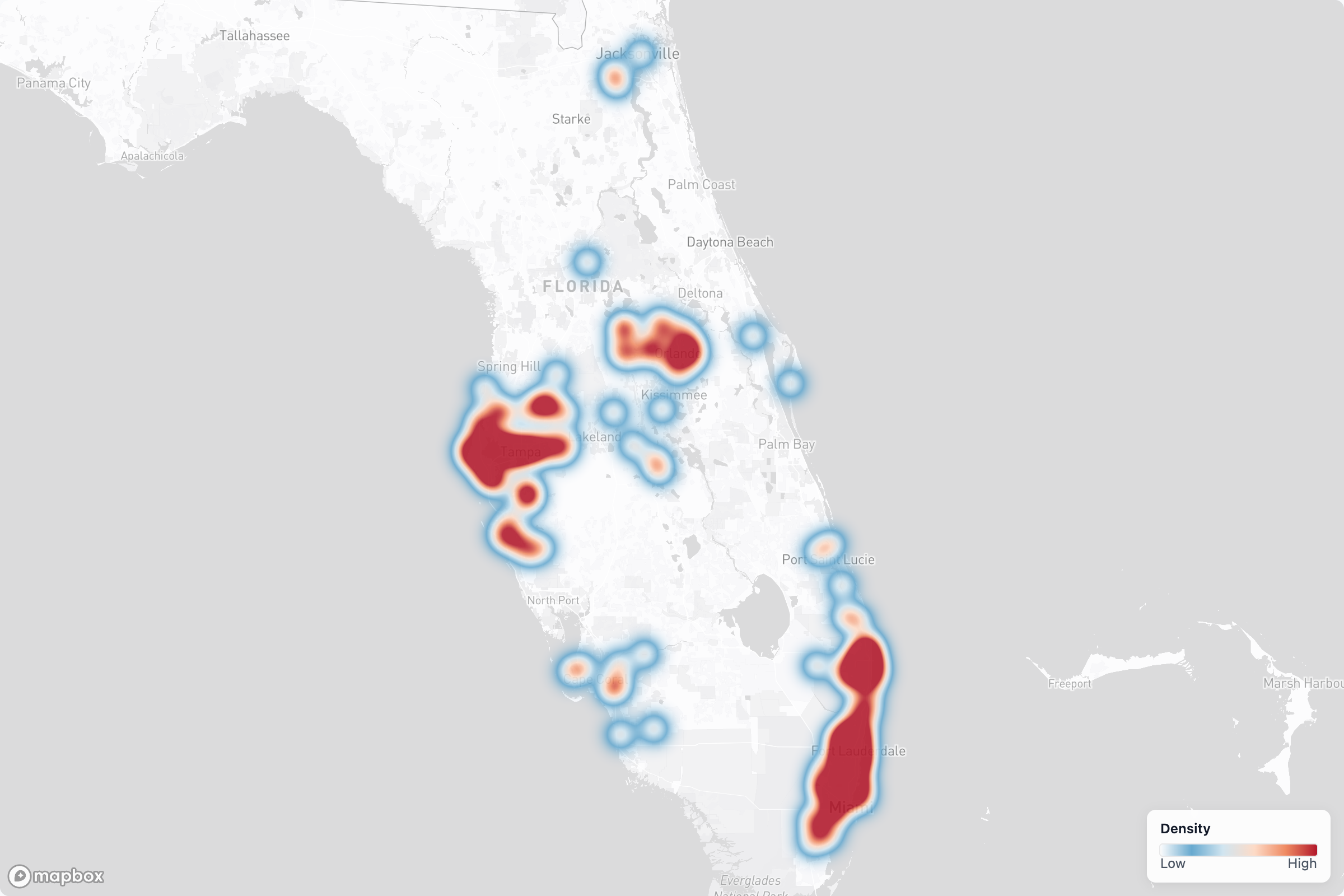 Contractors heat map in Florida