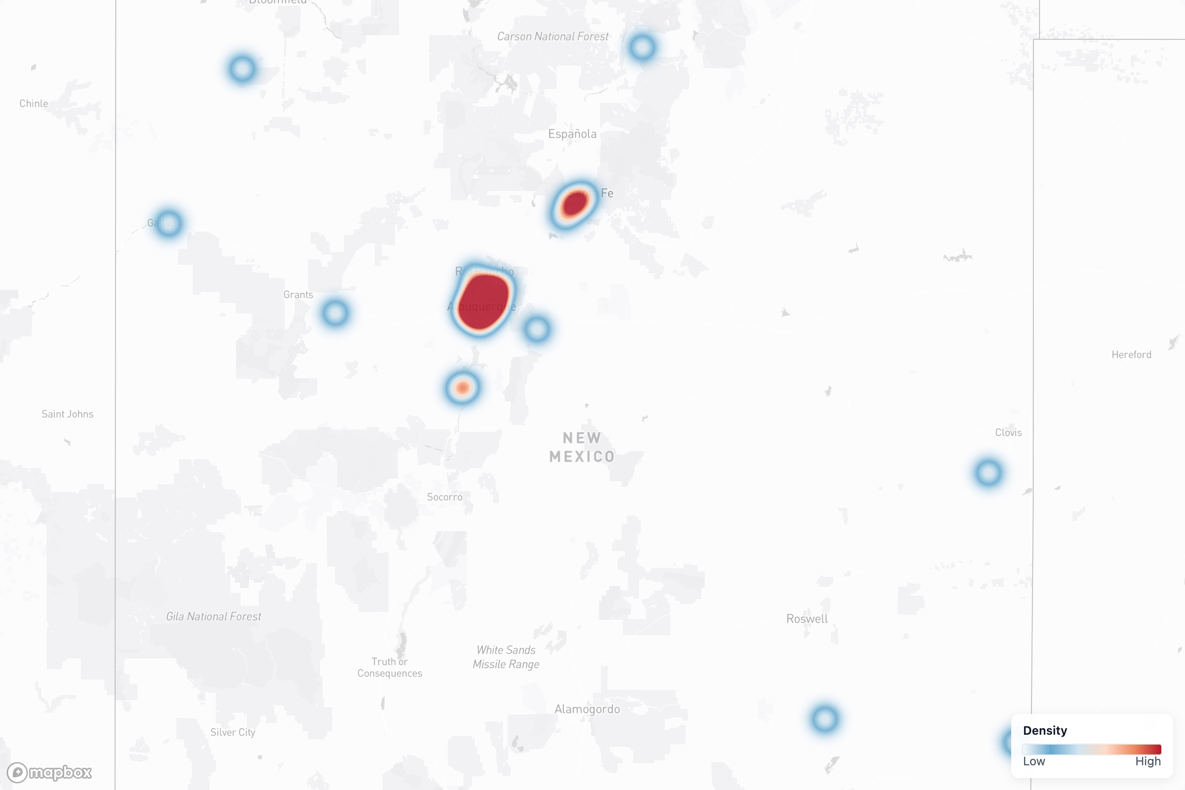 Contractors heat map in New Mexico
