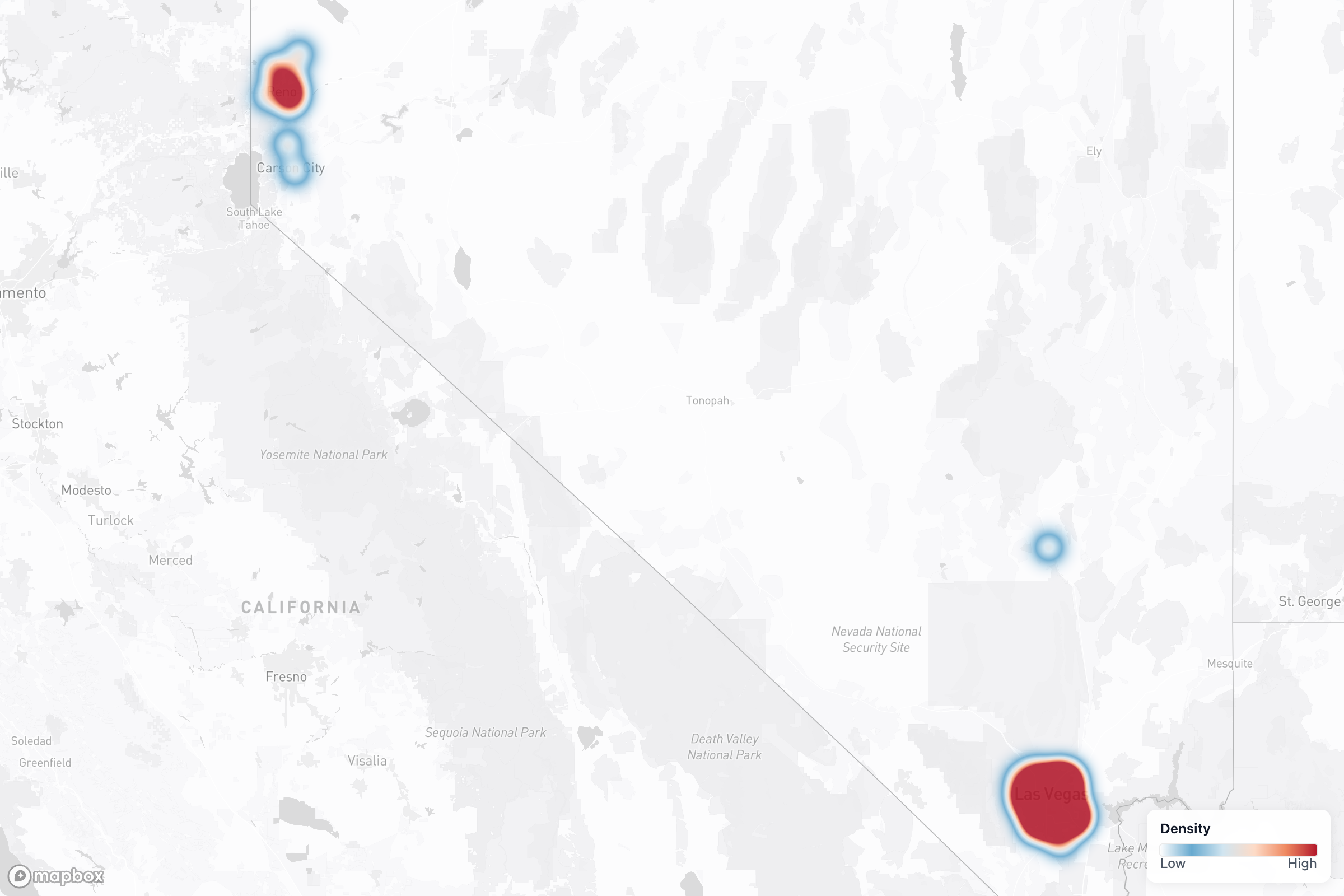 Contractors heat map in Nevada