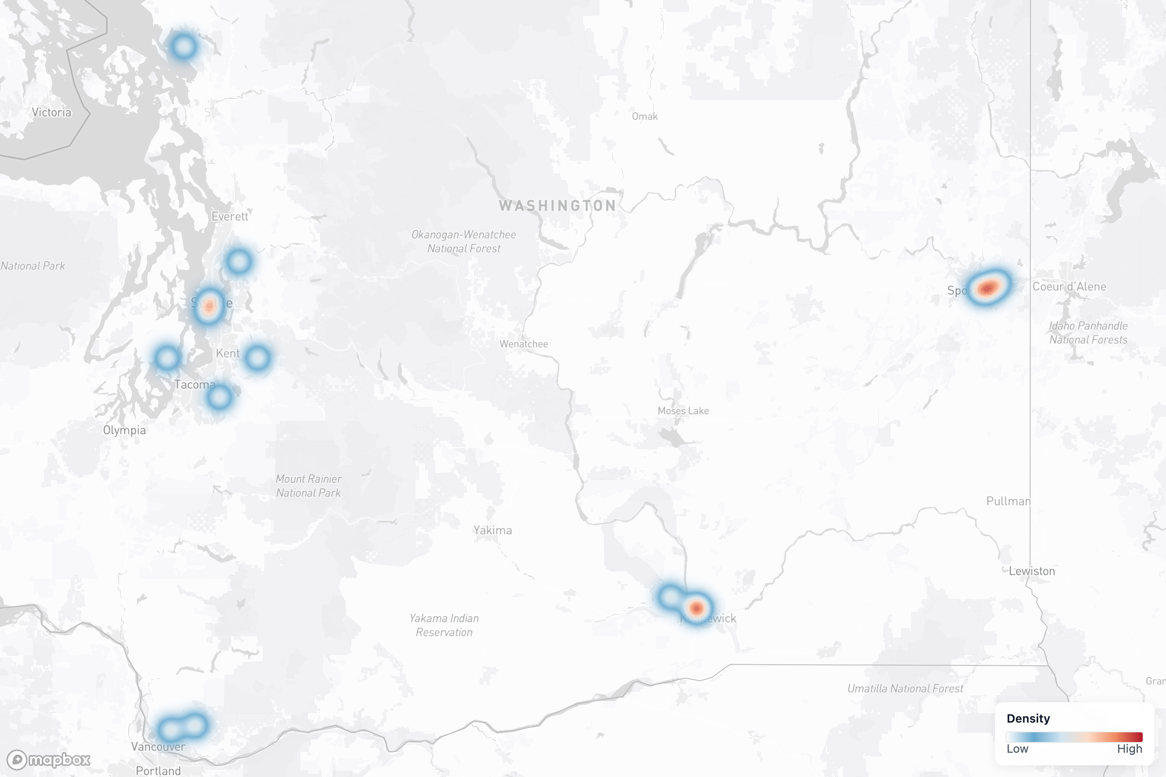 Contractors heat map in Washington