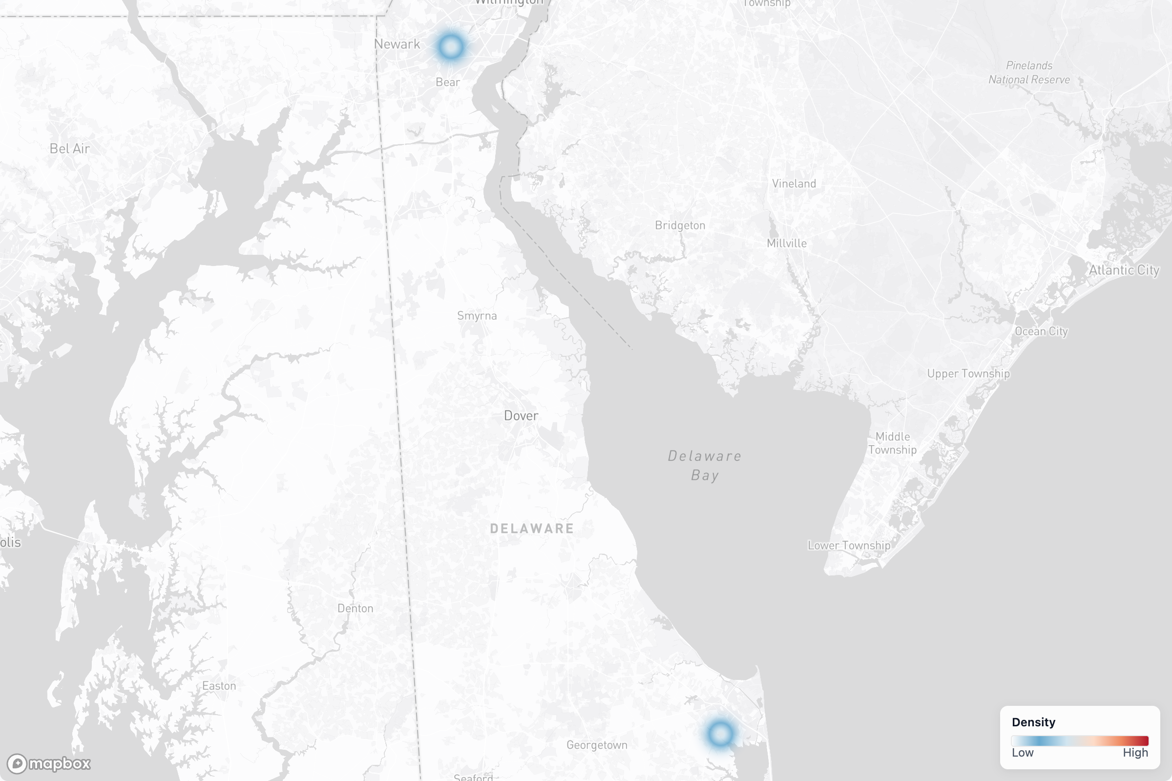 Projects heat map in Delaware
