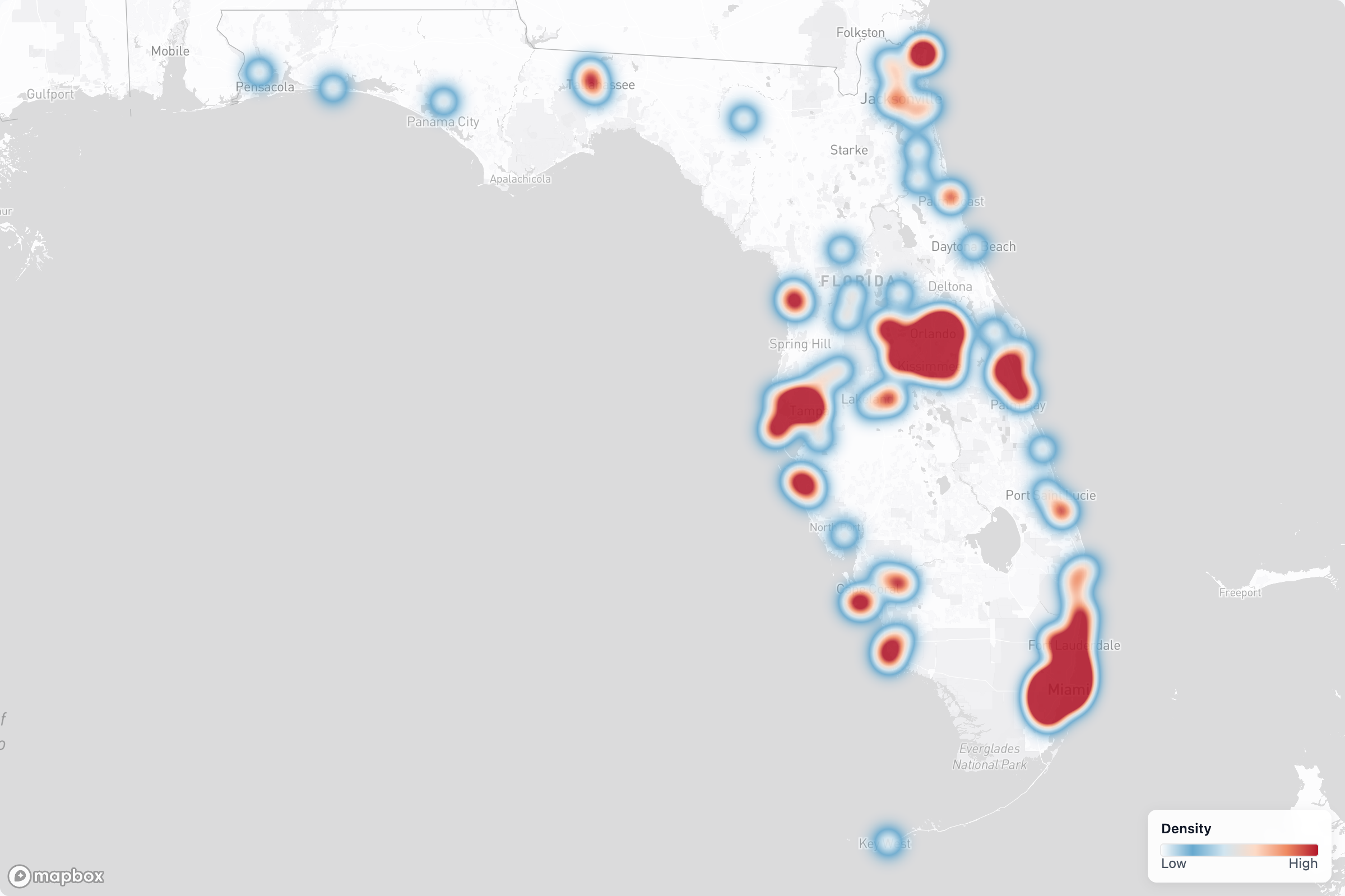 Projects heat map in Florida