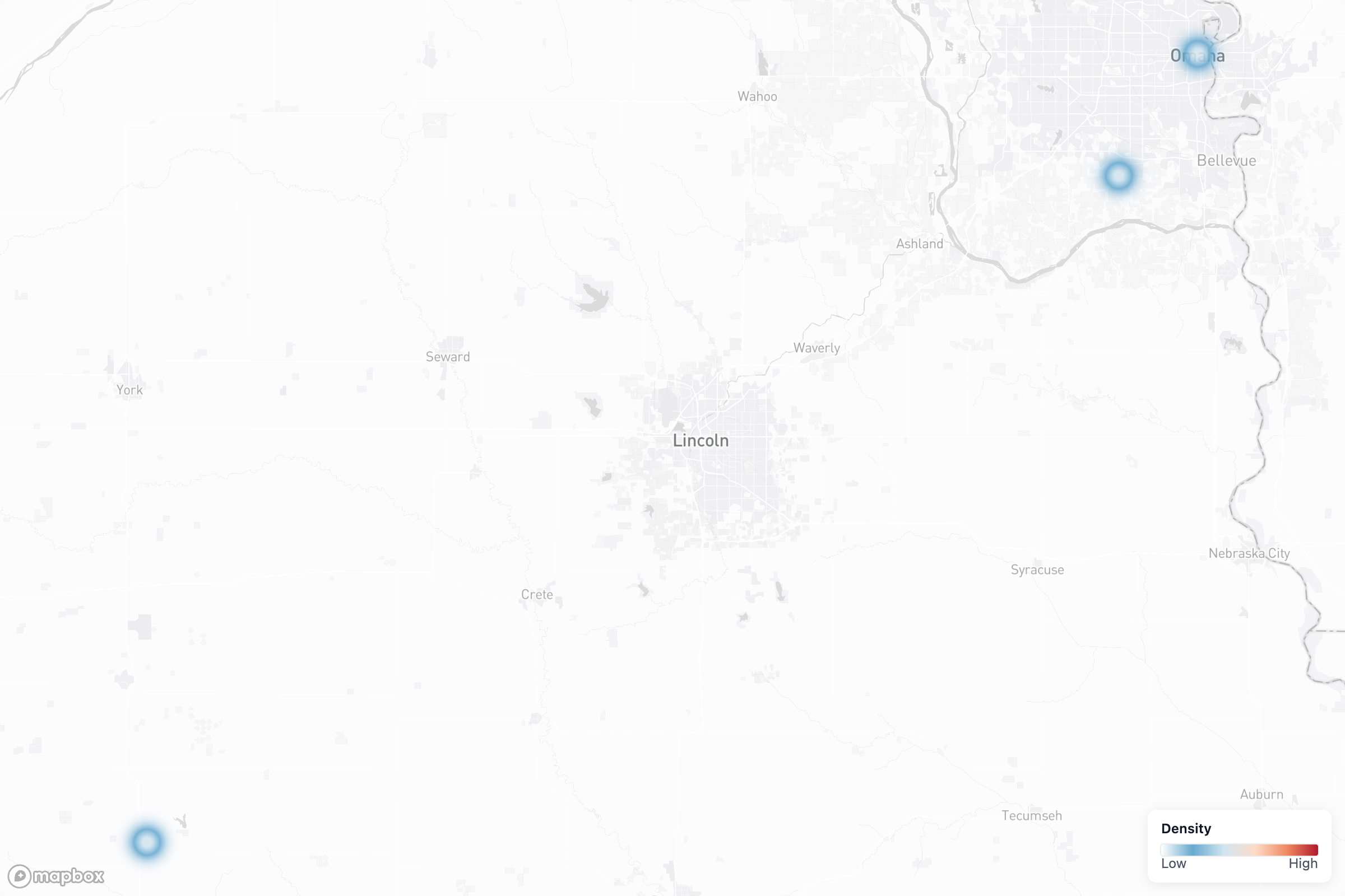 Projects heat map in Nebraska