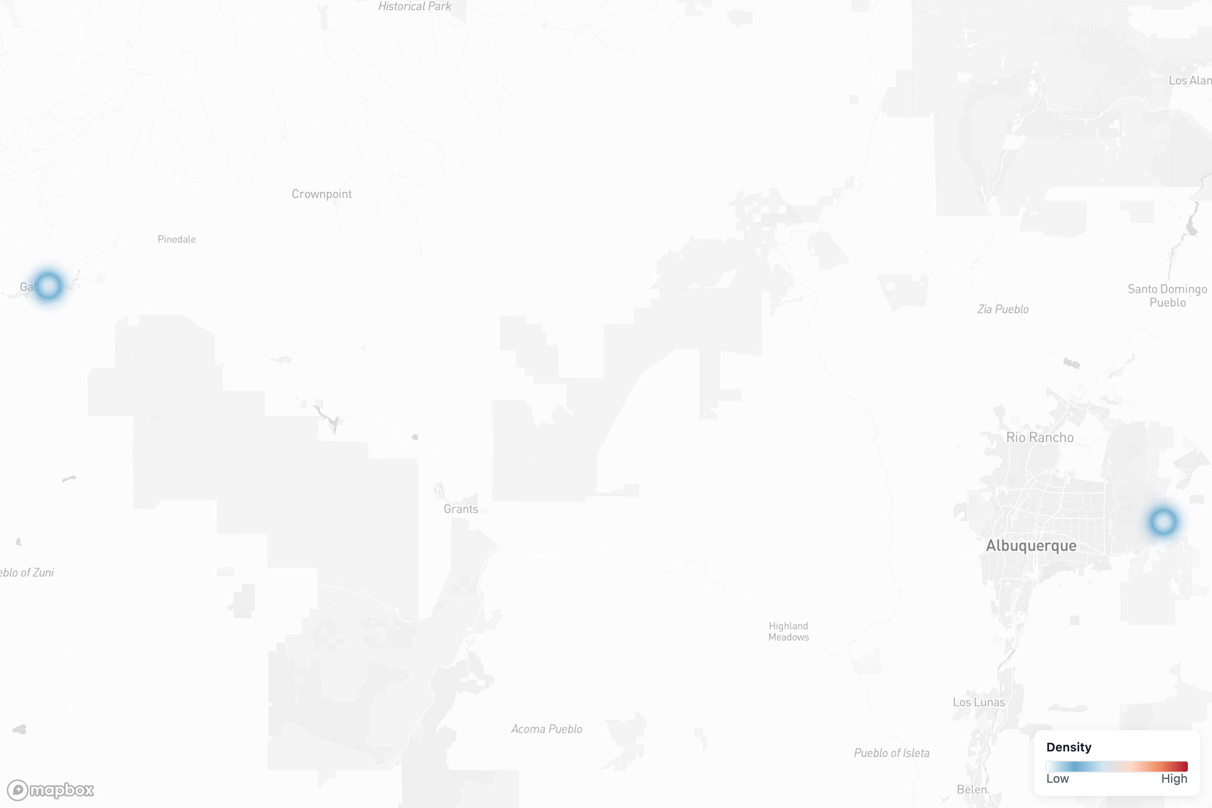 Projects heat map in New Mexico